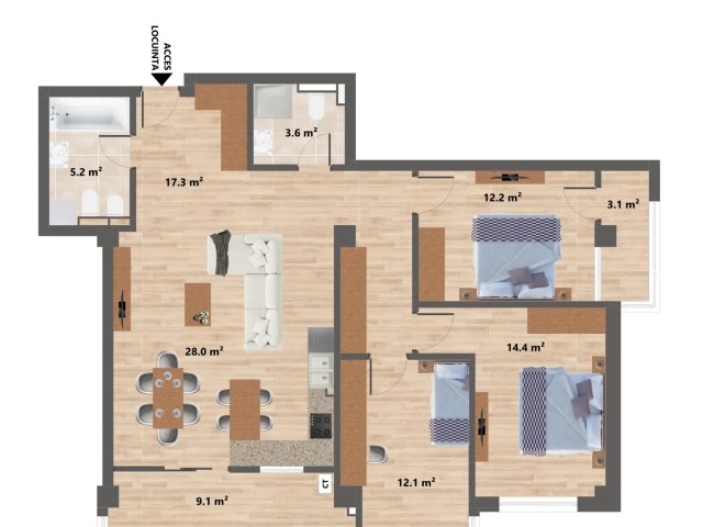 Apartament 4 camere - CUG