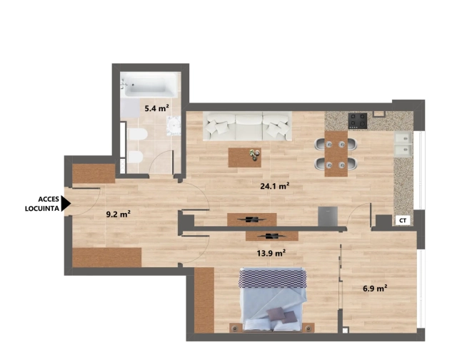 Apartament 2 camere - CUG