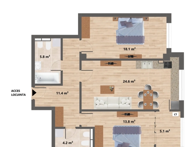 Apartament 3 camere - Valea Adanca
